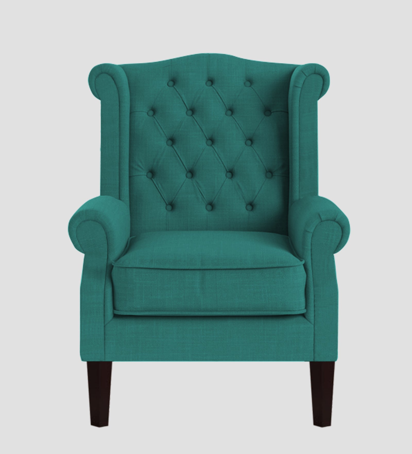 Neyub Fabric Wing Chair In Sea Green Colour - Febonic Living