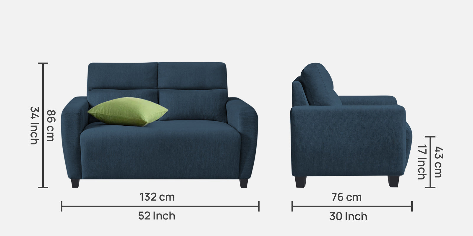 Bakadi Fabric 2 Seater Sofa In Light Blue Colour - Febonic Living