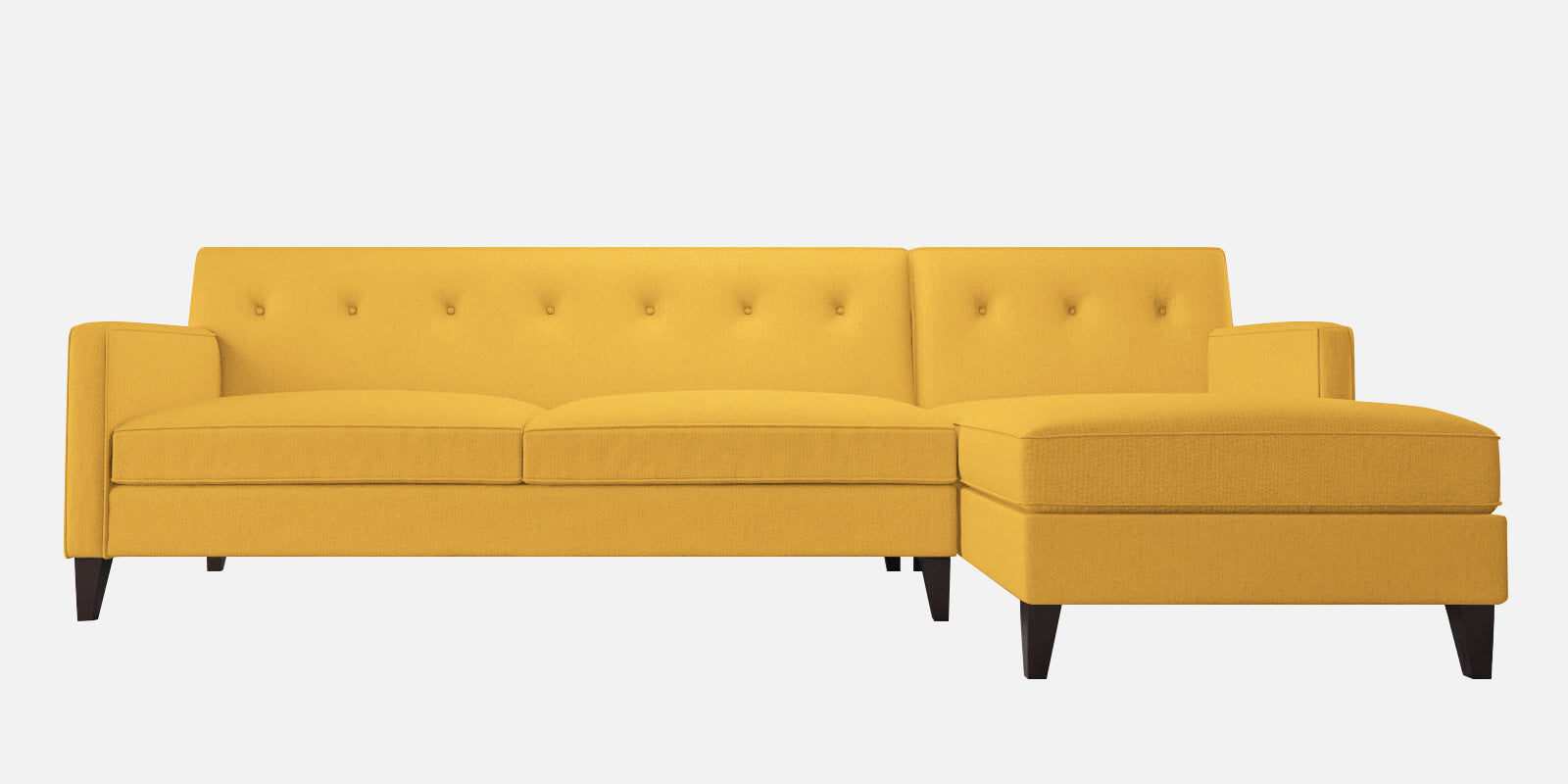 Miller Fabric LHS Sectional Sofa (3+Lounger) In Bold Yellow Colour - Febonic Living