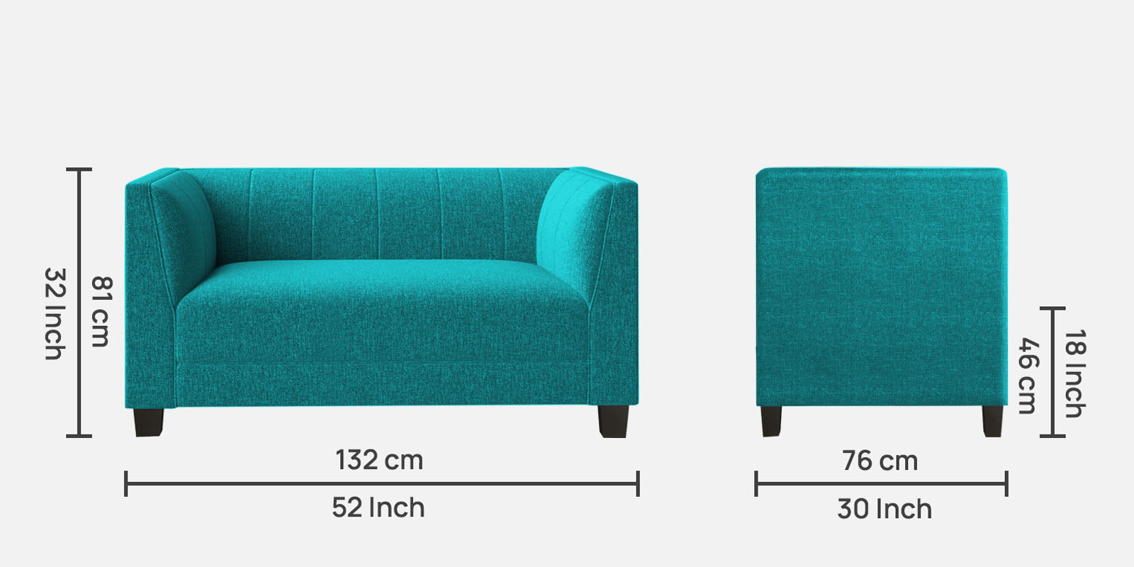 Chastin Fabric 2 Seater Sofa In Sea Green Colour - Febonic Living