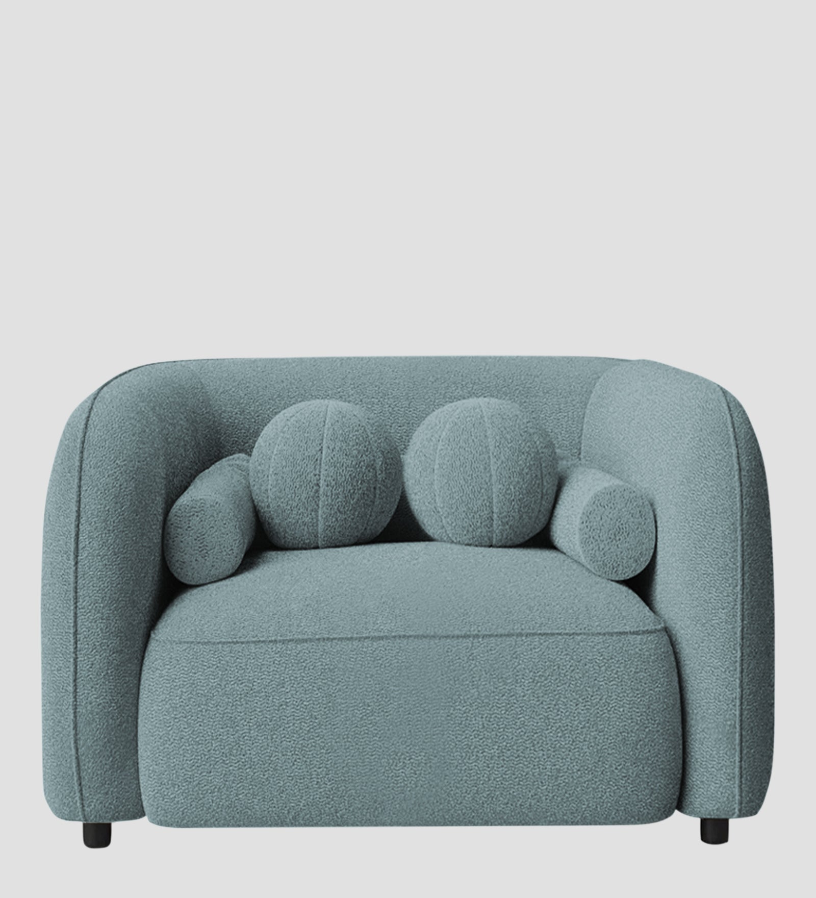 Corny Boucle Fabric 1 Seater Sofa In Stormy Blue Colour - Febonic Living