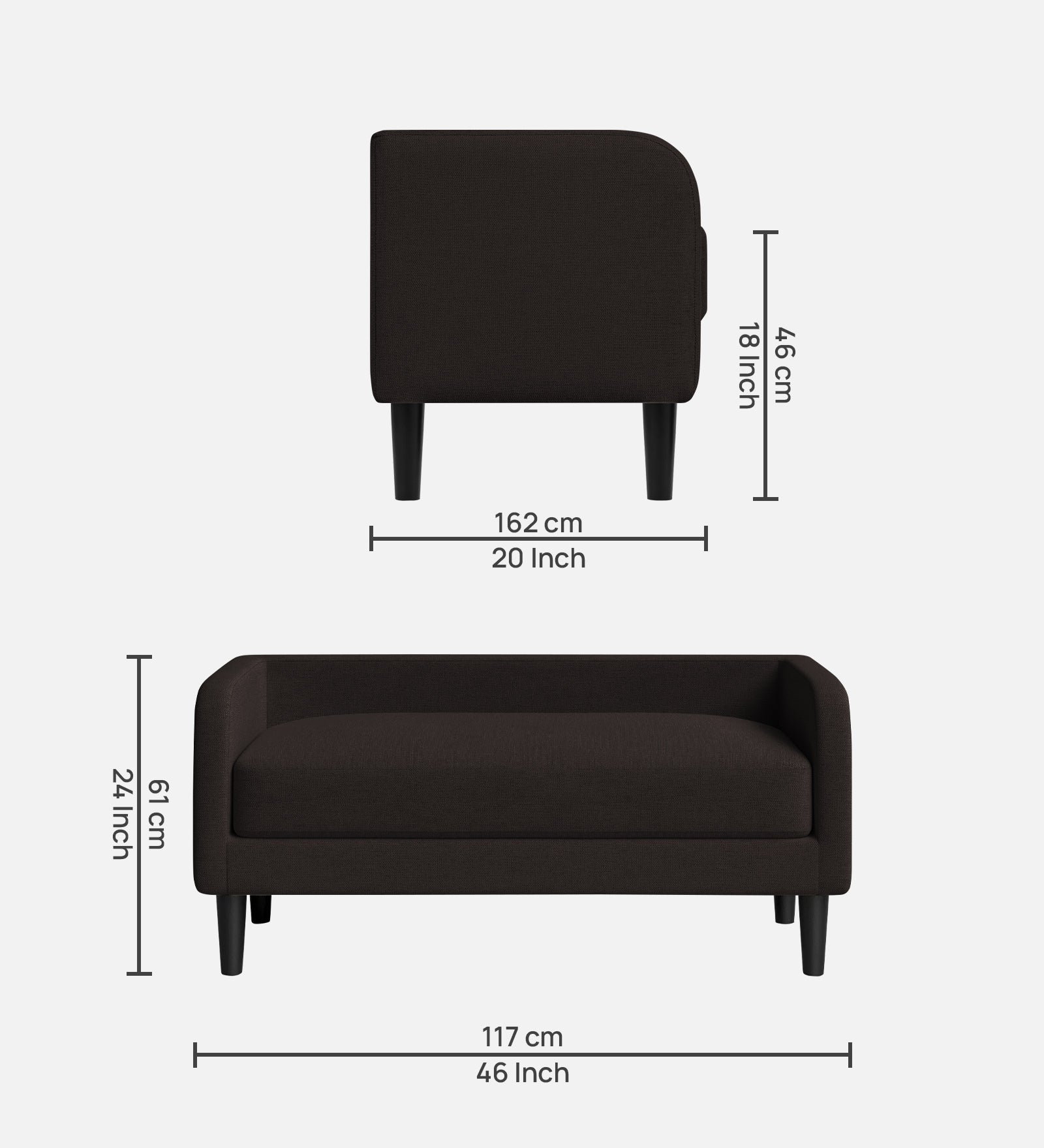 Maya Fabric Bench In Cara Brown Colour - Febonic Living
