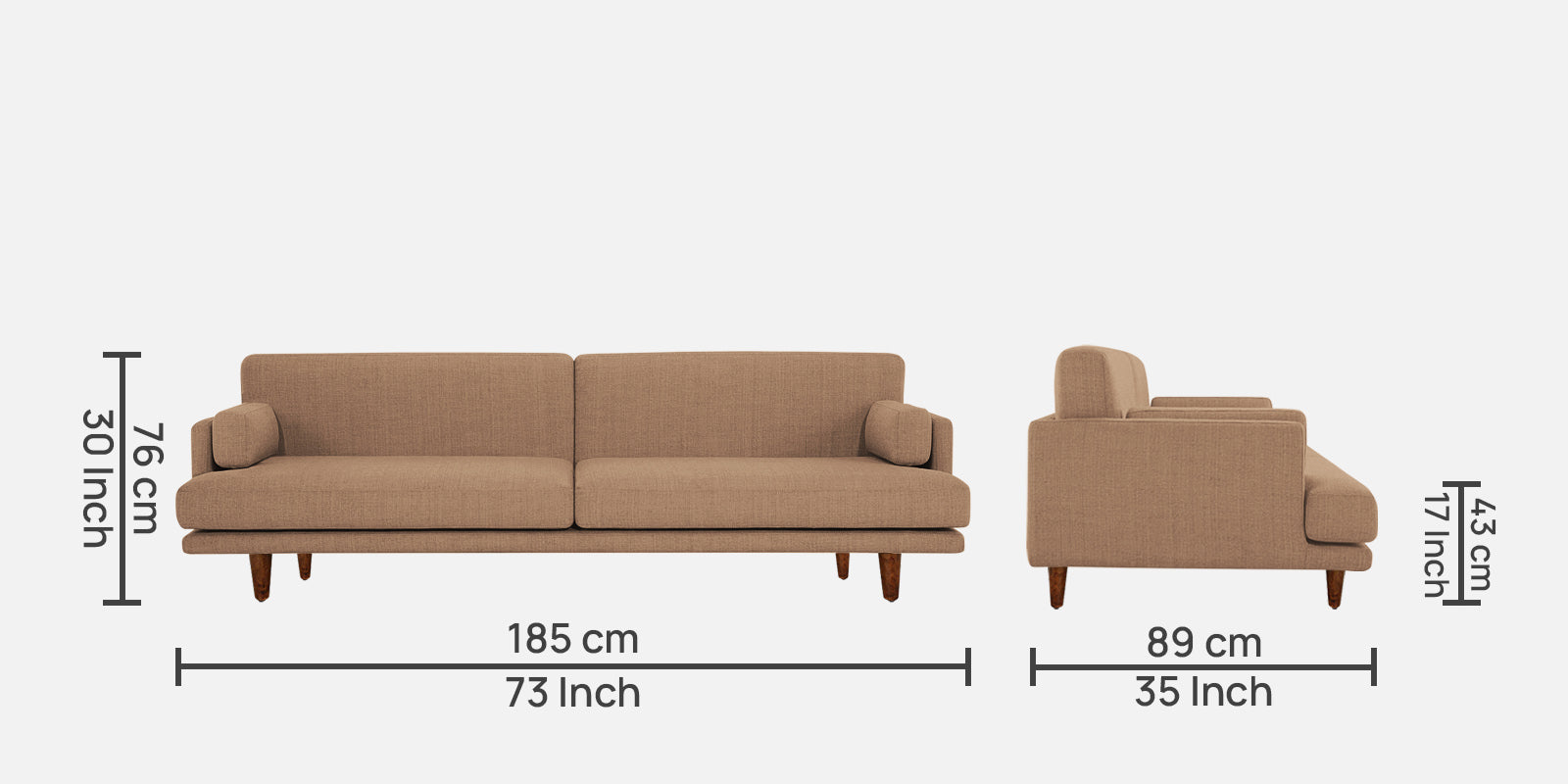 Ricky Fabric 3 Seater Sofa In Cosmic Beige Colour - Febonic Living