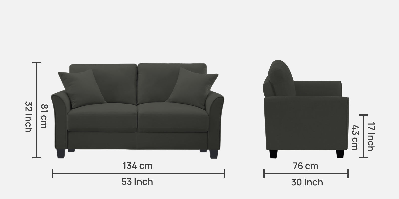 Daroo Velvet 2 Seater Sofa In Hory Grey Colour - Febonic Living
