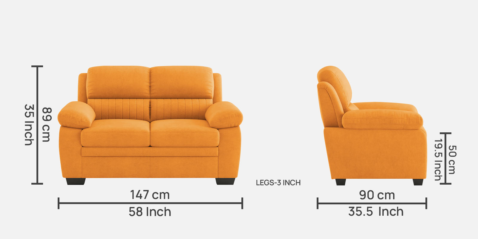 Miranda Velvet 2 Seater Sofa In Tangerine orange Colour - Febonic Living