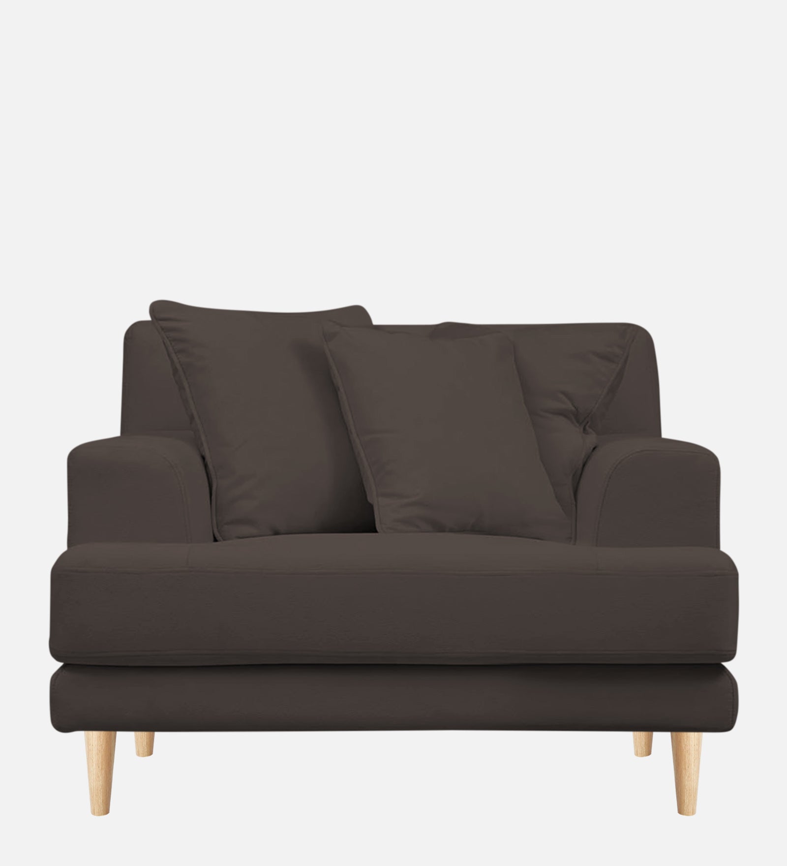 Woody Fabric 1 Seater Sofa In Lito Brown Colour - Febonic Living