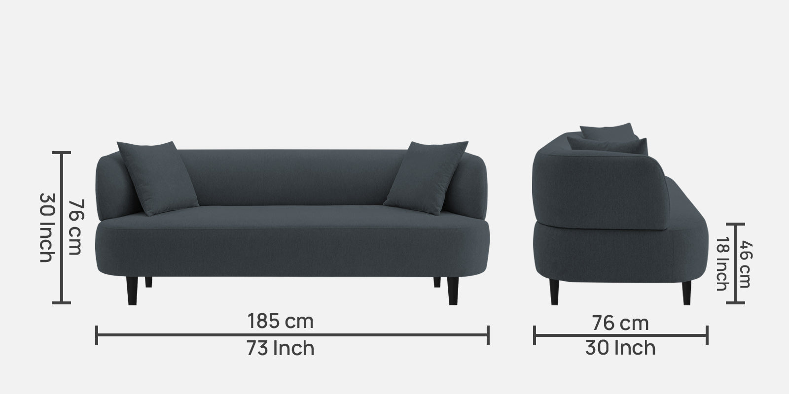 Carson Fabric 3 Seater Sofa in Duby Grey Colour