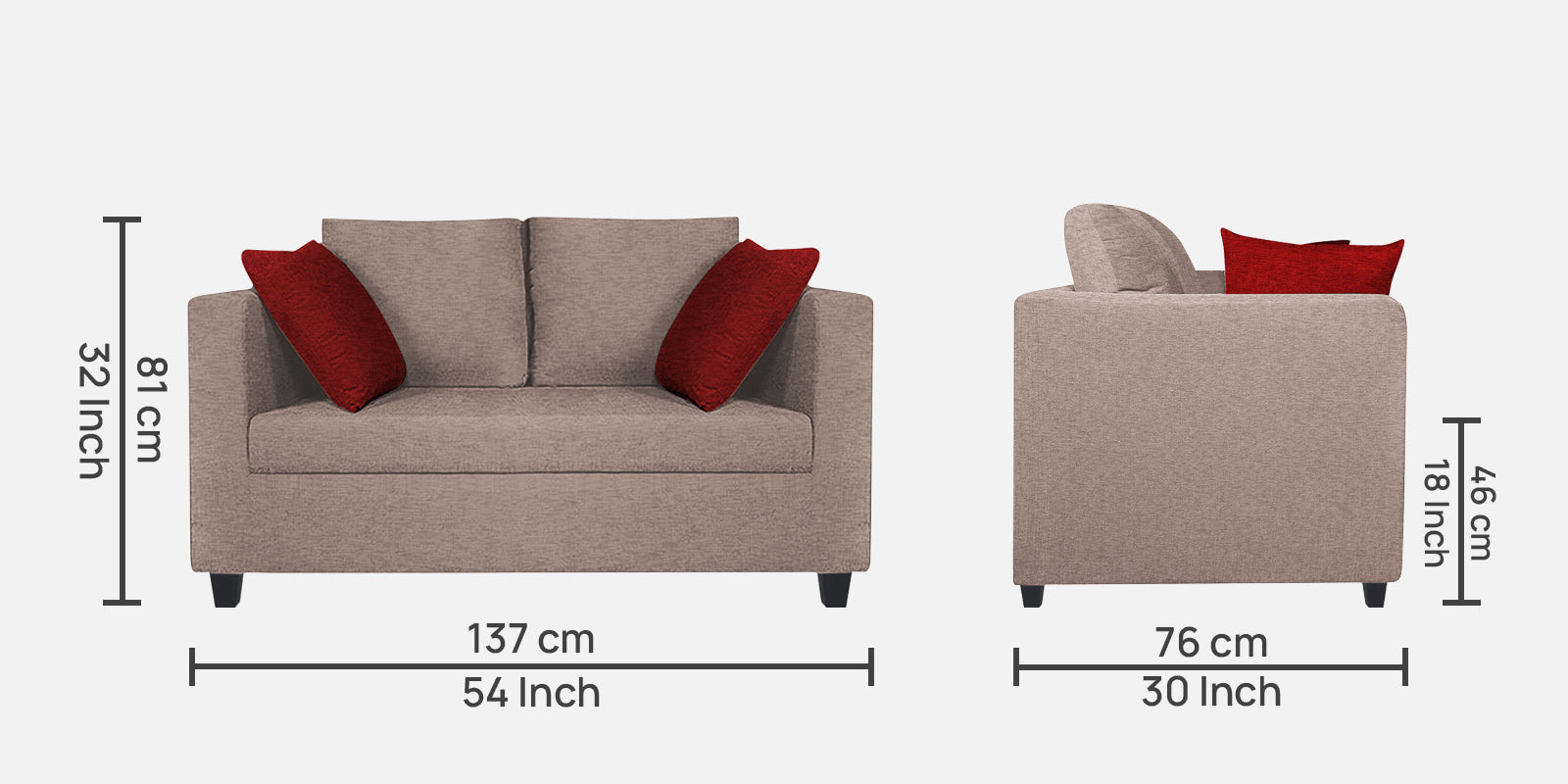 Nuska Fabric 2 Seater Sofa In Kadhi Beige Colour - Febonic Living