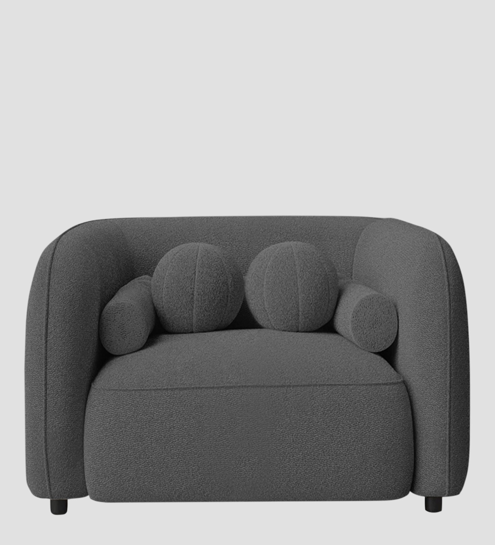 Corny Boucle Fabric 1 Seater Sofa In Lava Grey Colour - Febonic Living