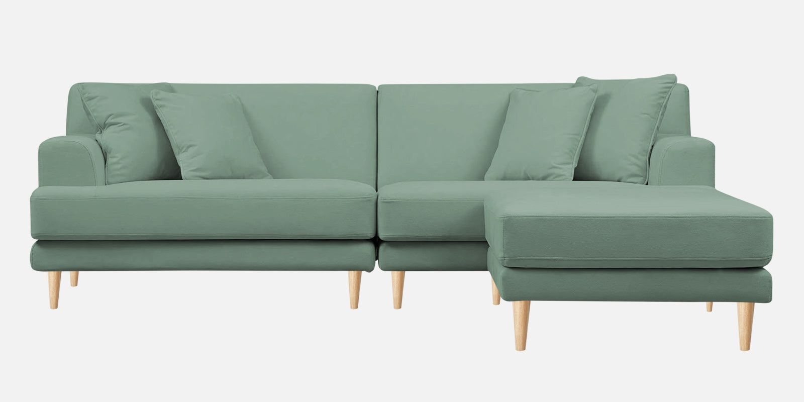 Woody Fabric LHS Sectional Sofa (3+Lounger) In Mist Blue Colour - Febonic Living