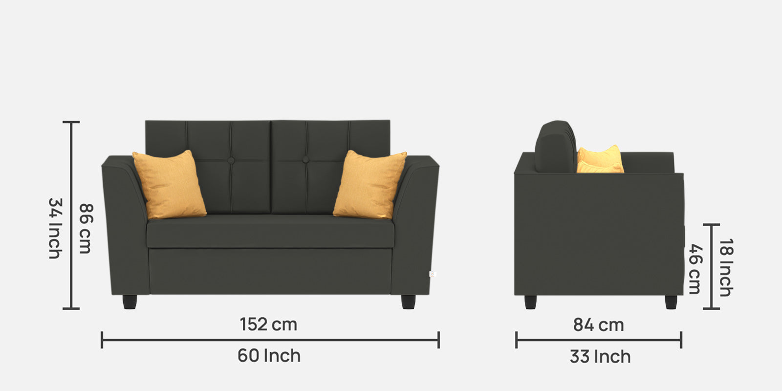 Nestin Velvet 2 Seater Sofa In Hory Grey Colour - Febonic Living