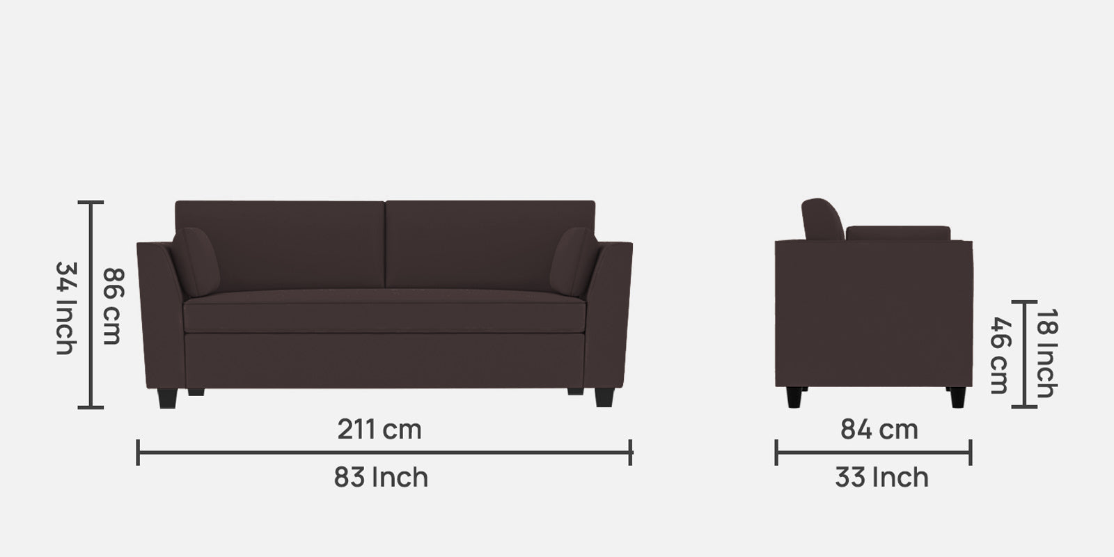 Bristo Velvet 3 Seater Sofa In Mocha Brown Colour - Febonic Living