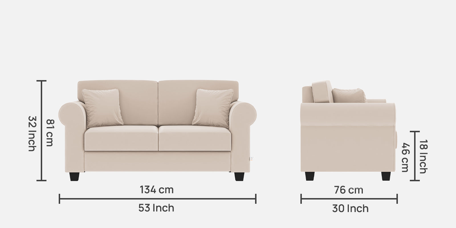 Numonk Velvet 2 Seater Sofa In Camel Beige Colour - Febonic Living