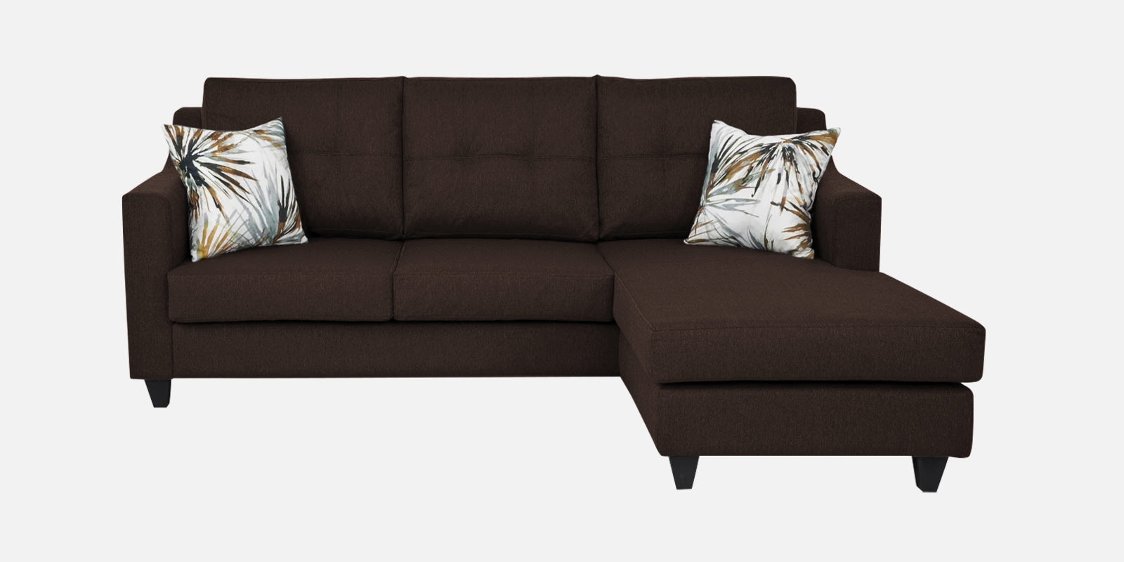 Welly Fabric LHS Sectional Sofa (2+Lounger) In Coffee Brown Colour - Febonic Living