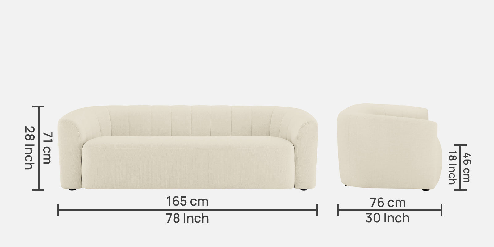 Mara Fabric 3 Seater Sofa In Ivory Cream Colour - Febonic Living