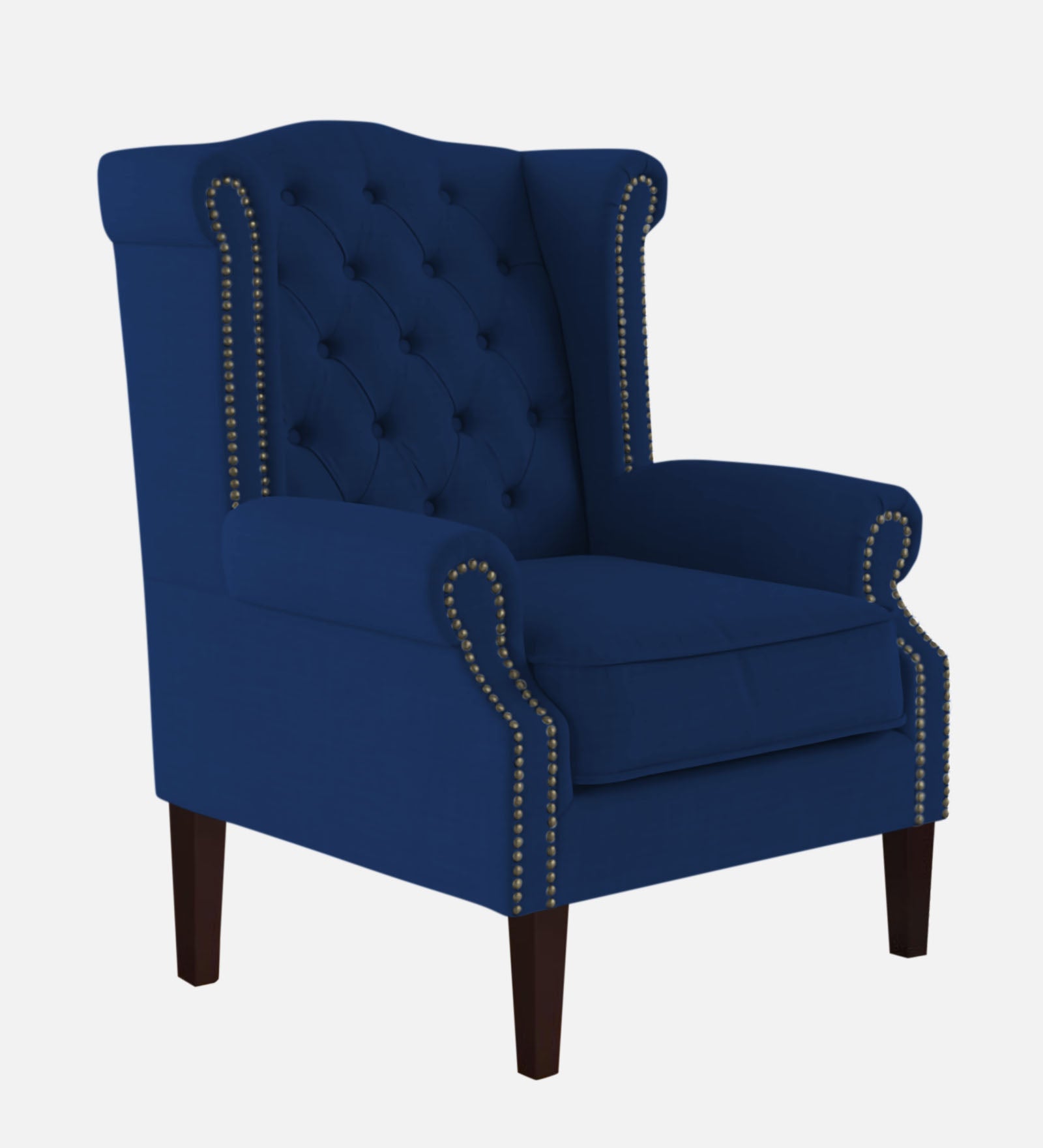 Nottage Fabric Wing Chair In Royal Blue Colour - Febonic Living