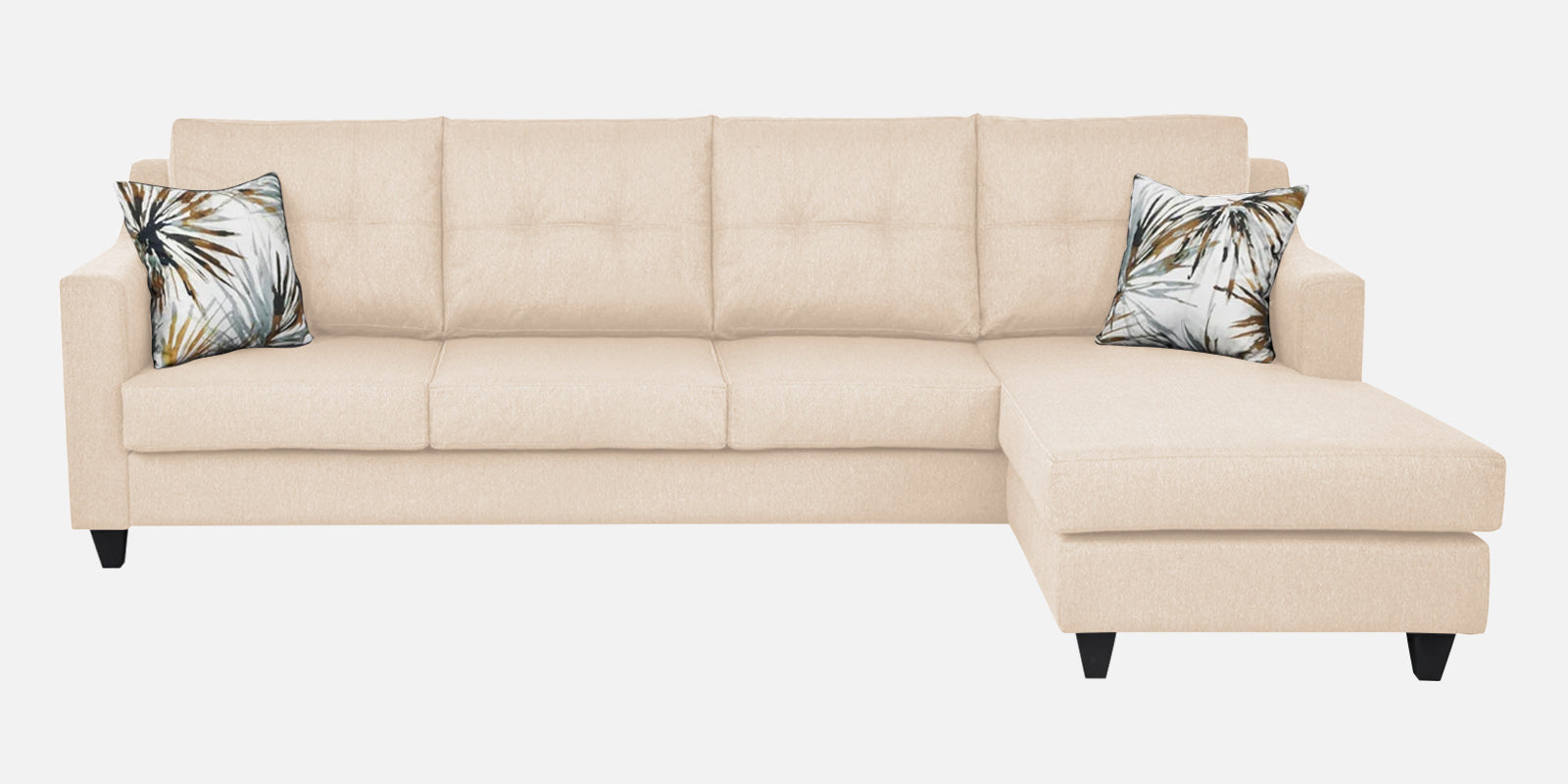 Welly Fabric LHS Sectional Sofa (3+Lounger) In Woom Beige Colour - Febonic Living