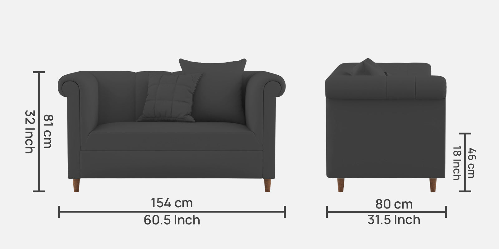 Rubi Velvet 2 Seater Sofa In Davy grey Colour - Febonic Living