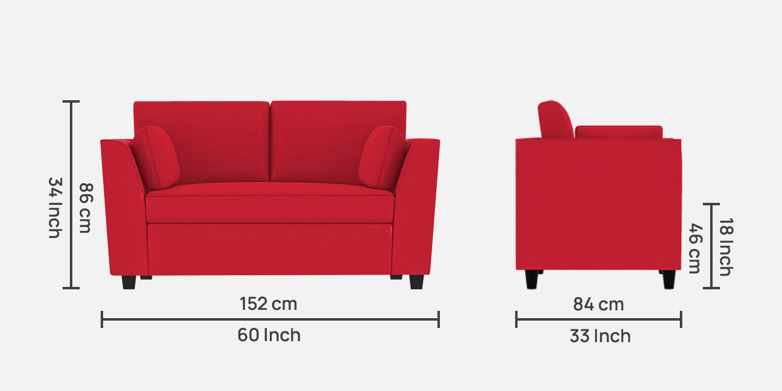 Bristo Velvet 2 Seater Sofa In Ox Blood Maroon Colour - Febonic Living