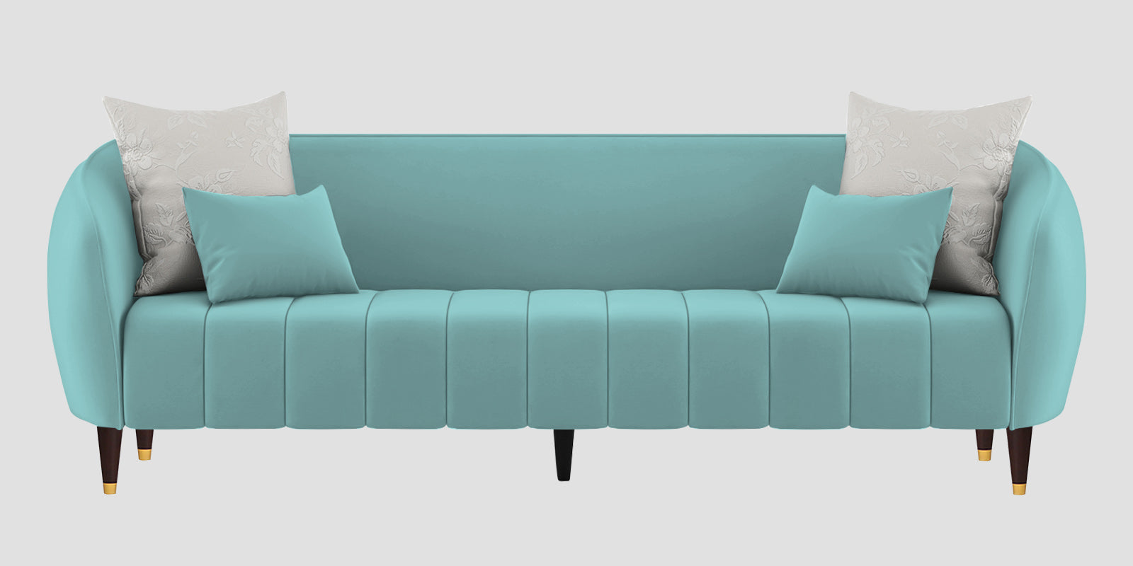 Hairo Velvet 3 Seater Sofa In Barmunda Aqua Colour - Febonic Living