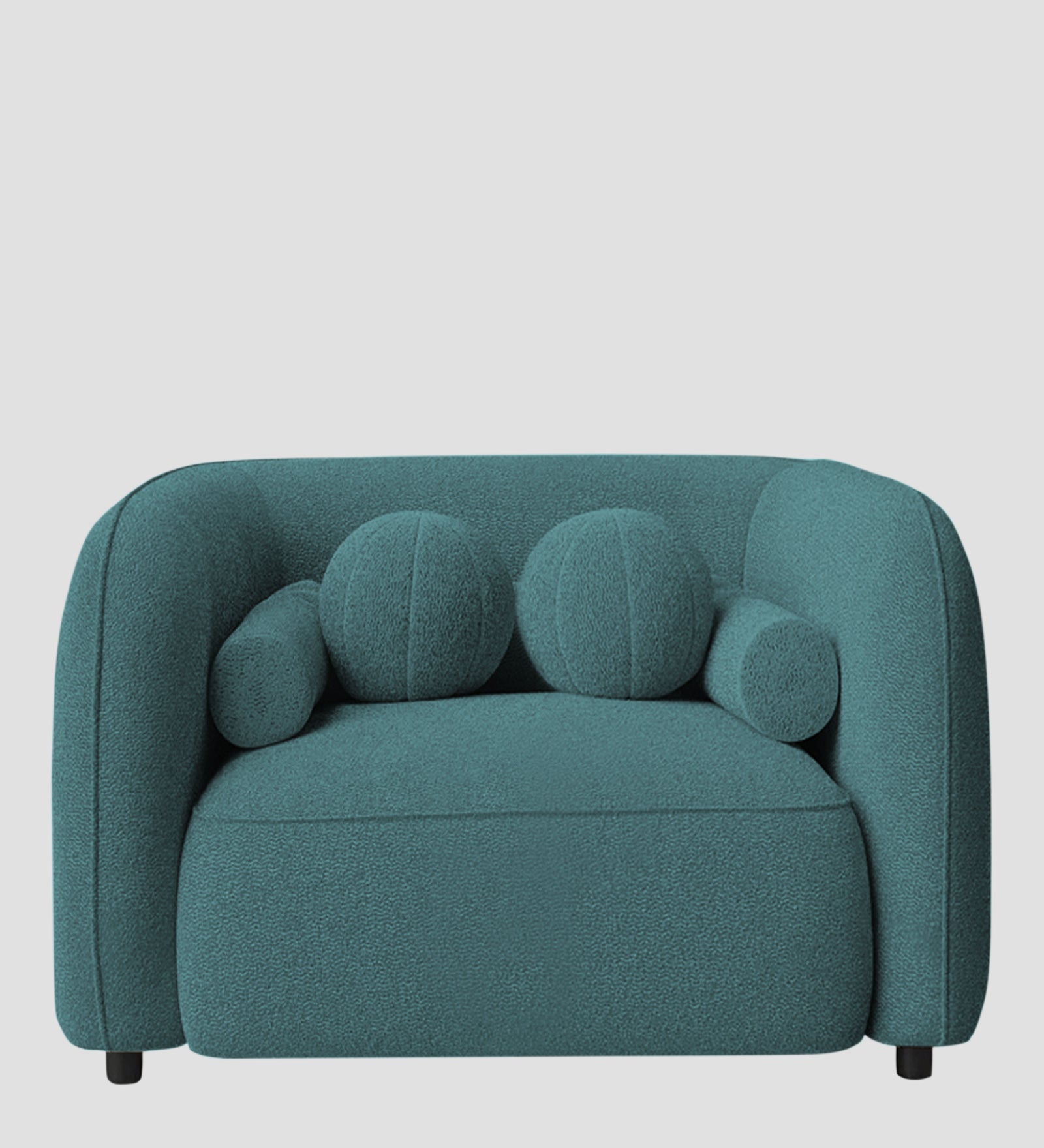 Corny Boucle Fabric 1 Seater Sofa In Ocean Blue Colour - Febonic Living