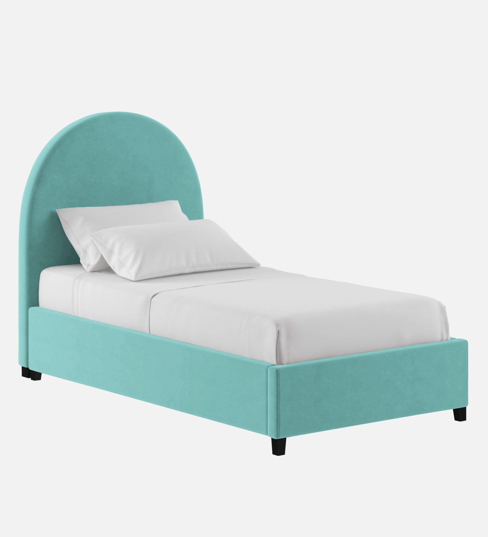 Maro Velvet Single Size Bed In Barmunda Aqua Colour - Febonic Living