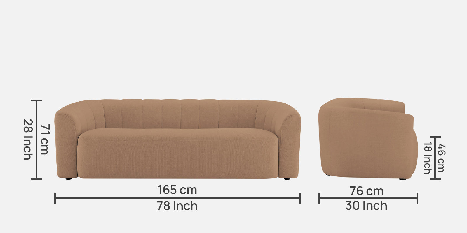 Mara Fabric 3 Seater Sofa In Cosmic Beige Colour