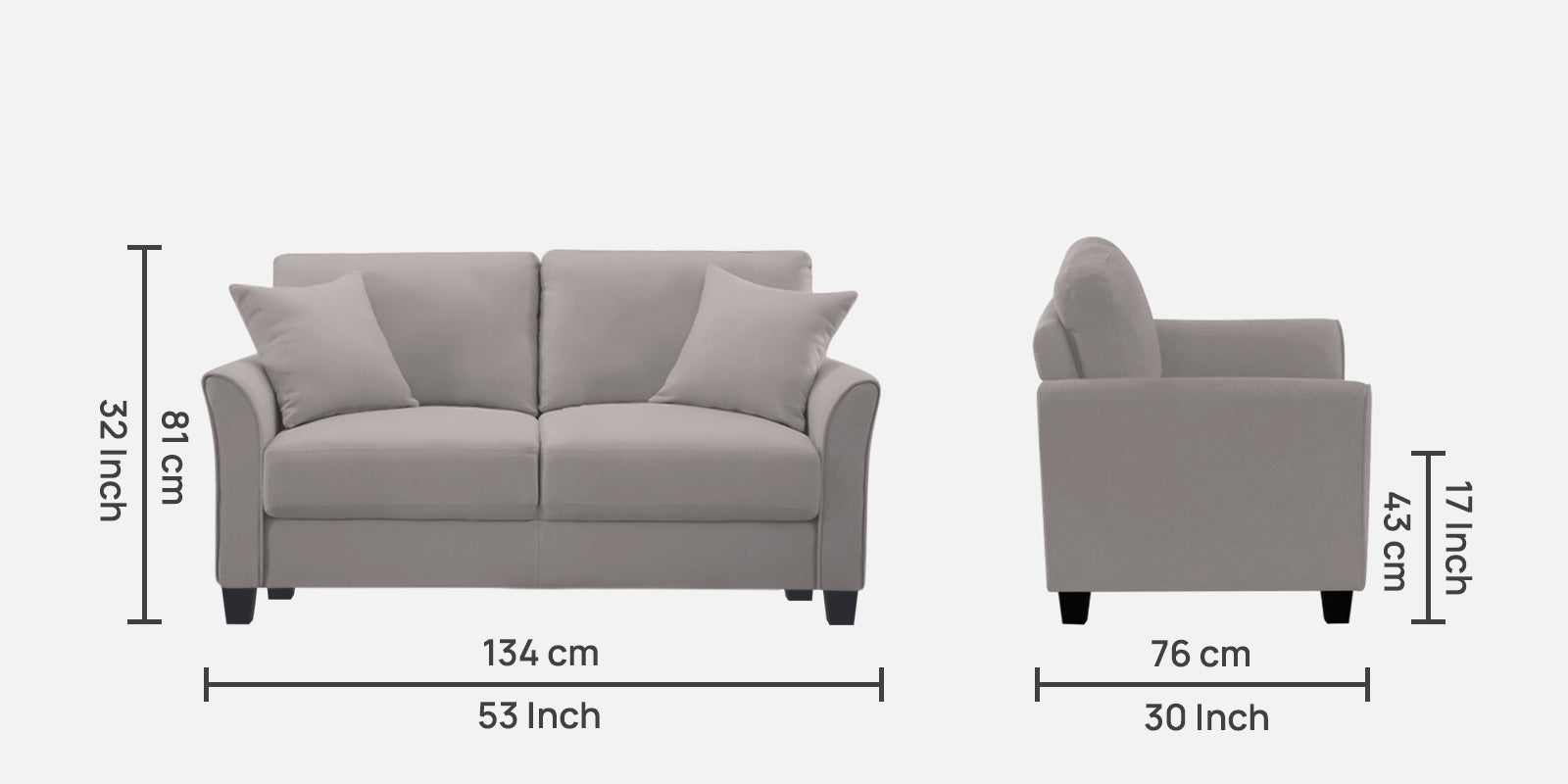 Daroo Velvet 2 Seater Sofa In Pearl Grey Colour - Febonic Living