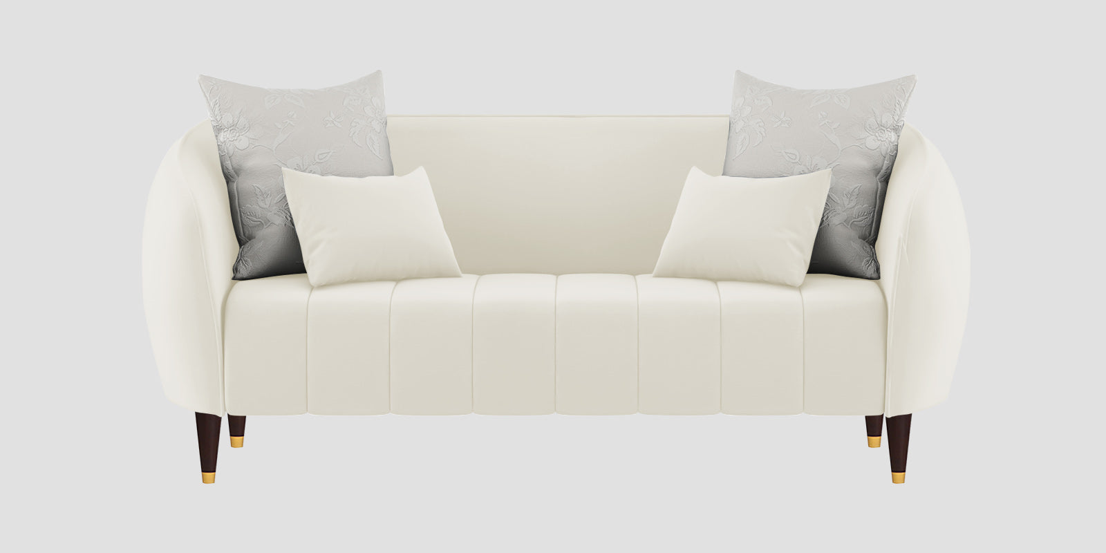 Hairo Velvet 2 Seater Sofa In Warm White Colour - Febonic Living