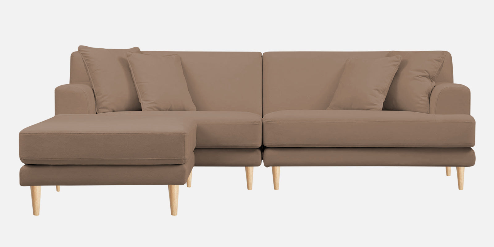 Woody Fabric RHS Sectional Sofa (3+Lounger) In Wheat Beige Colour - Febonic Living
