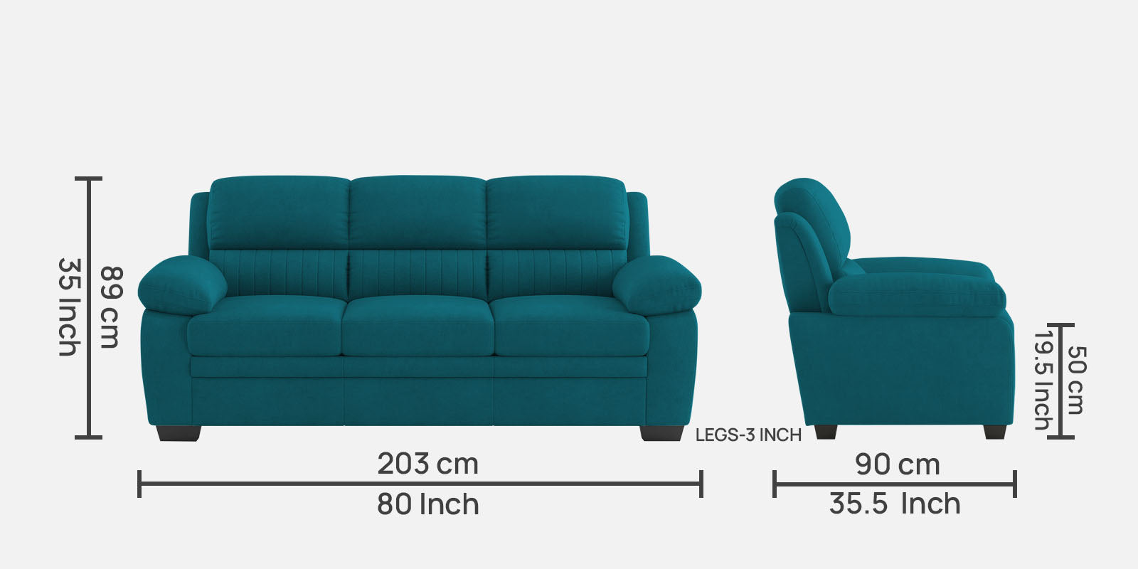 Miranda Velvet 3 Seater Sofa In Pine green Colour - Febonic Living