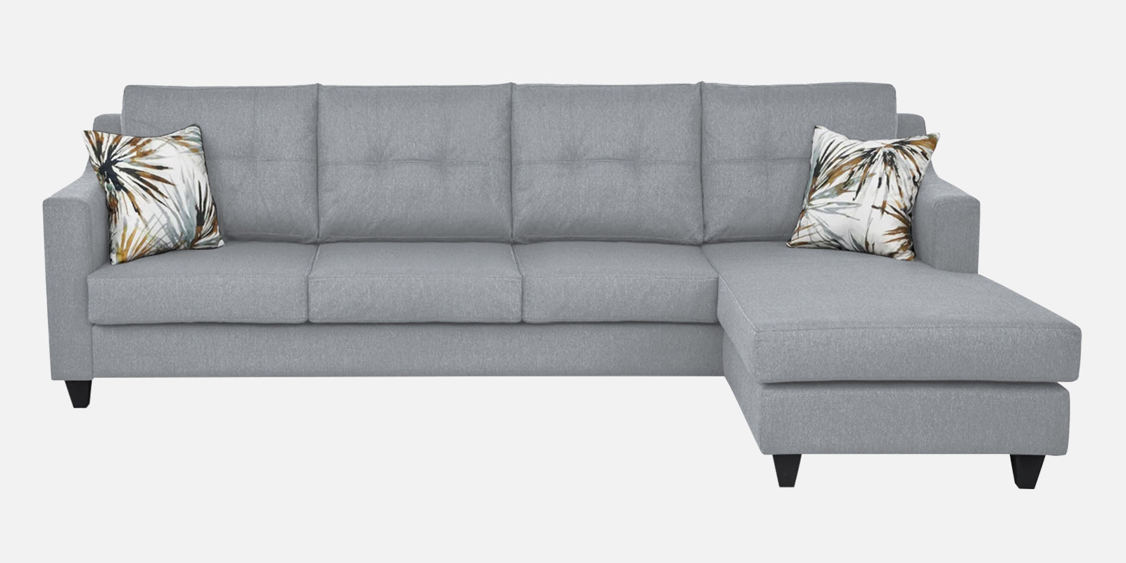 Welly Fabric LHS Sectional Sofa (3+Lounger) In Coin Grey Colour - Febonic Living