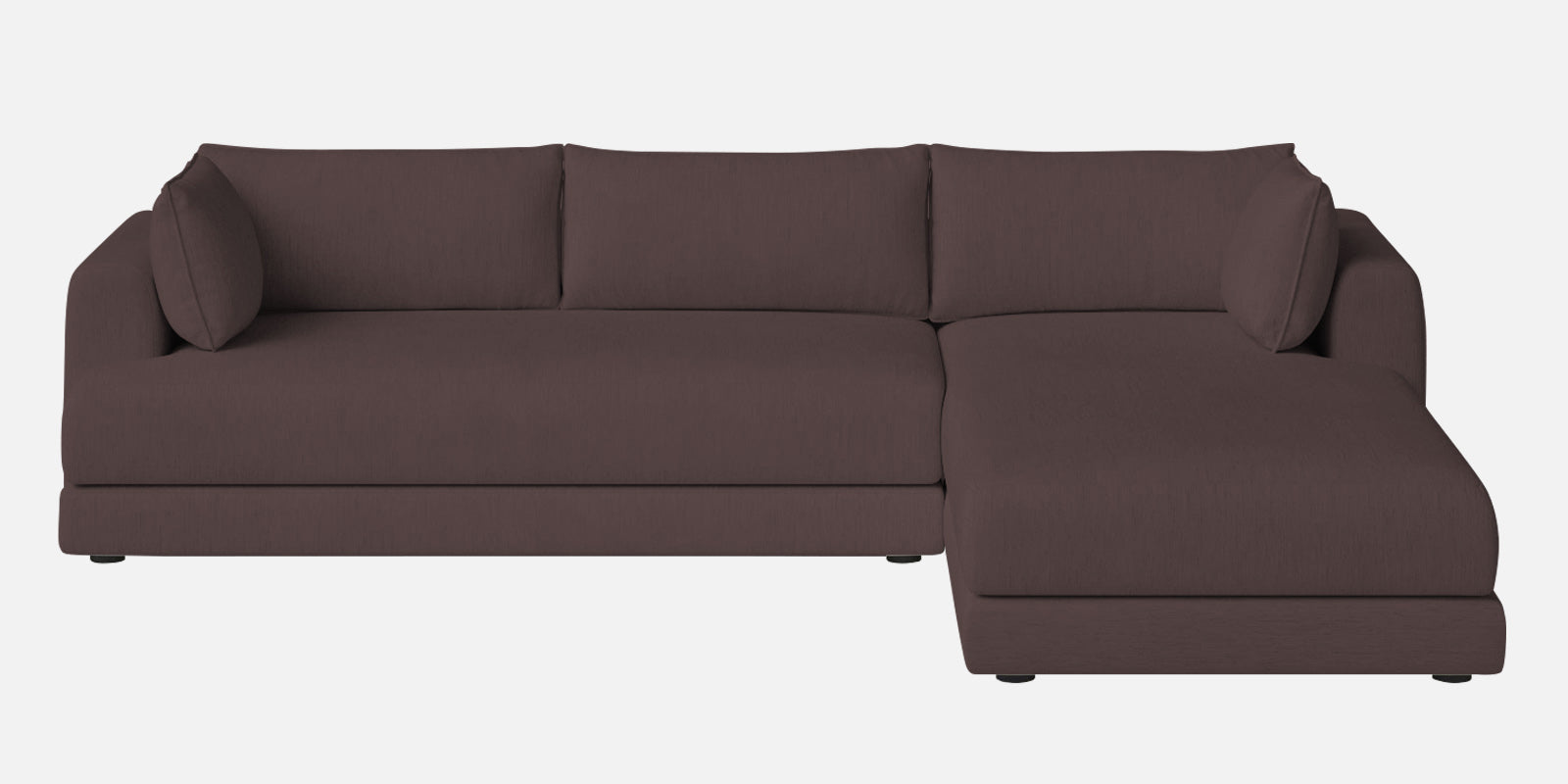 Ziggy Fabric LHS Sectional Sofa (3+Lounger) In Night Brown Colour - Febonic Living