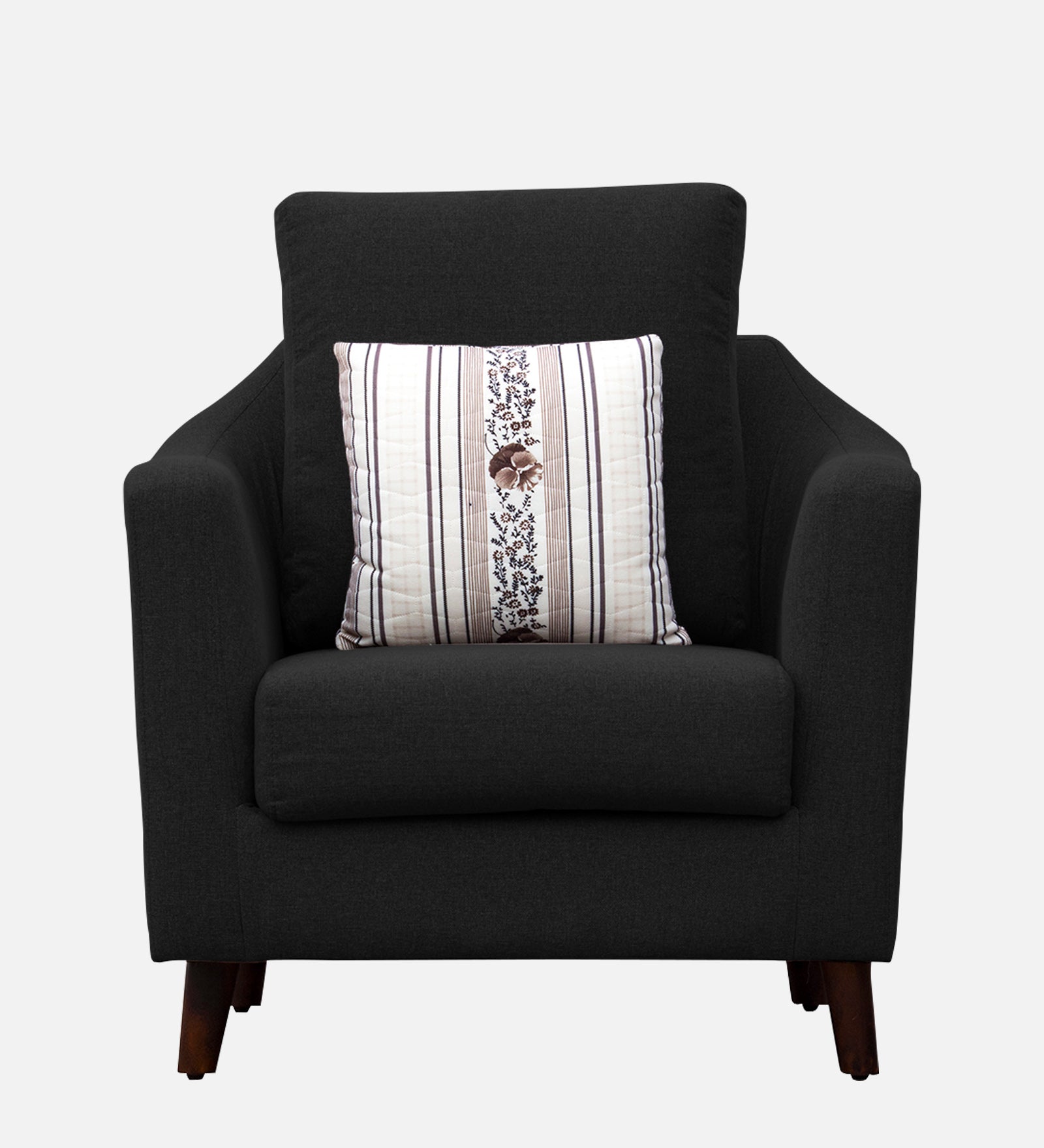 Kevin Fabric 1 Seater Sofa In Zed Black Colour - Febonic Living
