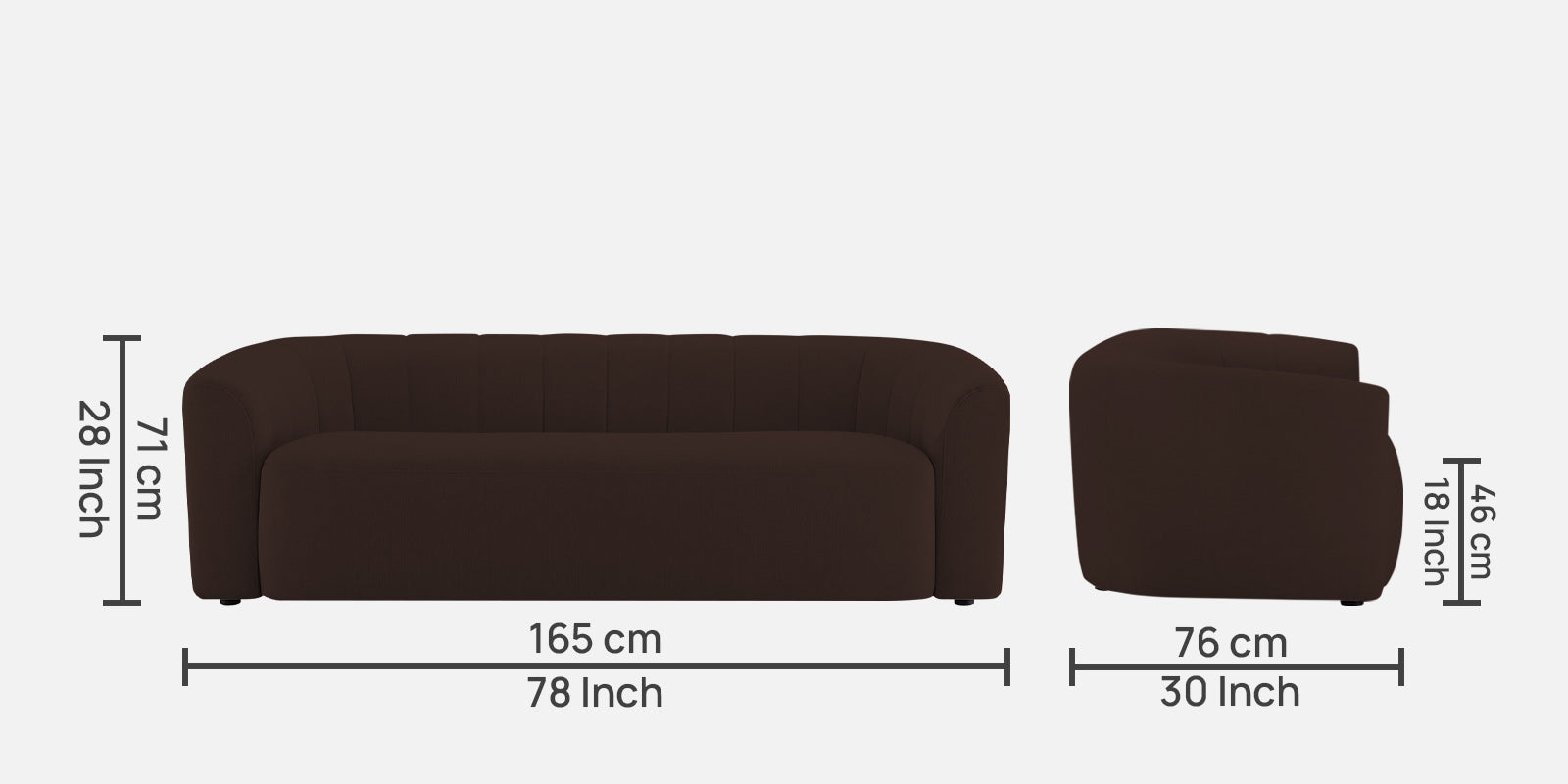 Mara Fabric 3 Seater Sofa In Coffee Brown Colour - Febonic Living