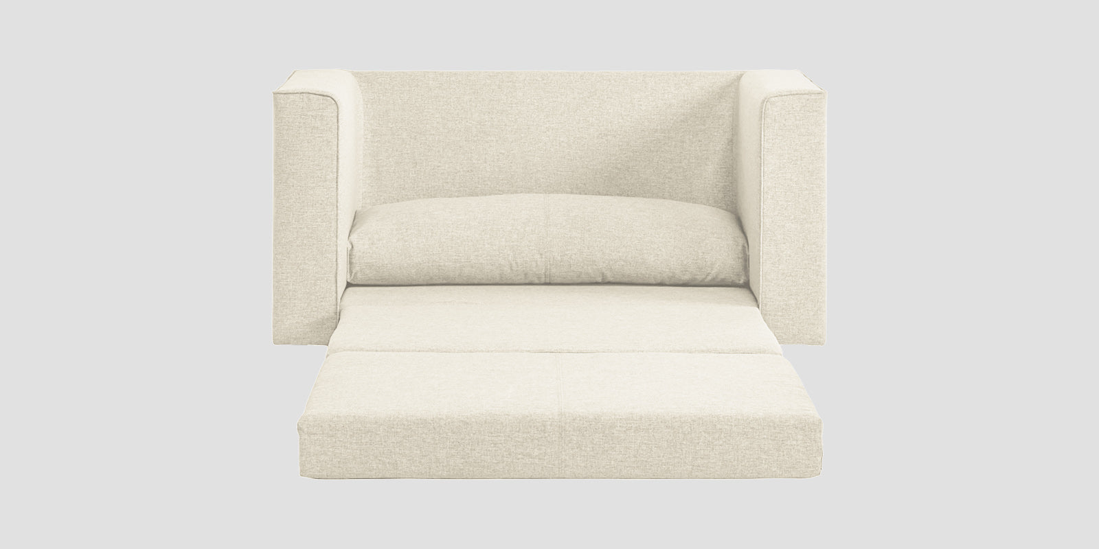 Kenia Fabric 2 Seater Foldable Sofa Cum Bed In Ivory cream Colour - Febonic Living