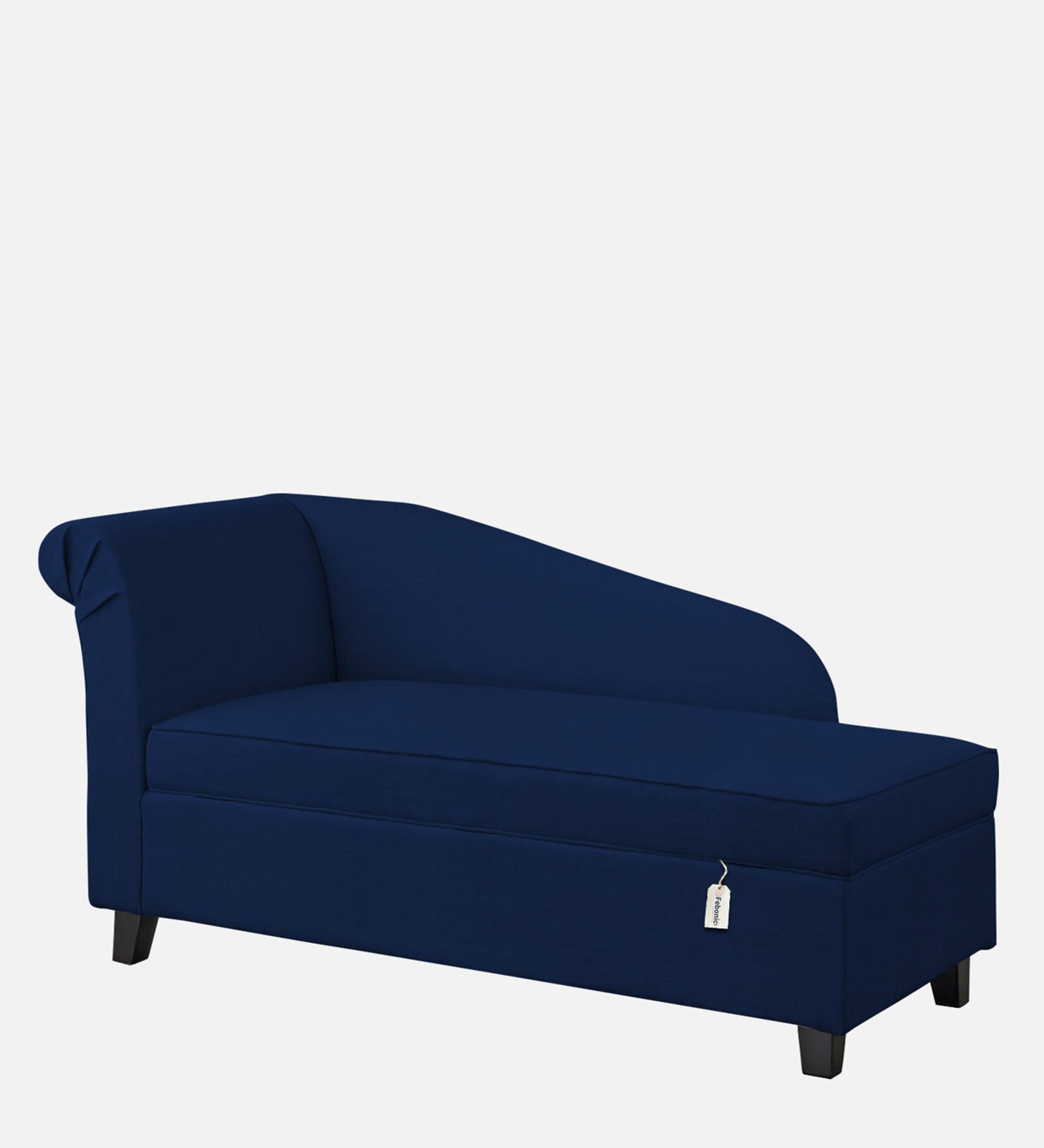 Toppy Fabric RHS Chaise Lounger In Royal Blue Colour With Storage - Febonic Living