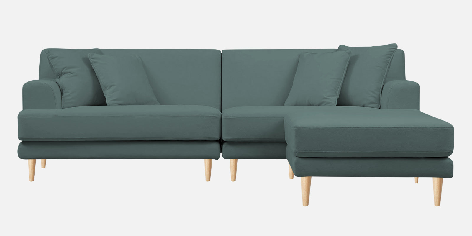 Woody Fabric LHS Sectional Sofa (3+Lounger) In Pista Green Colour - Febonic Living