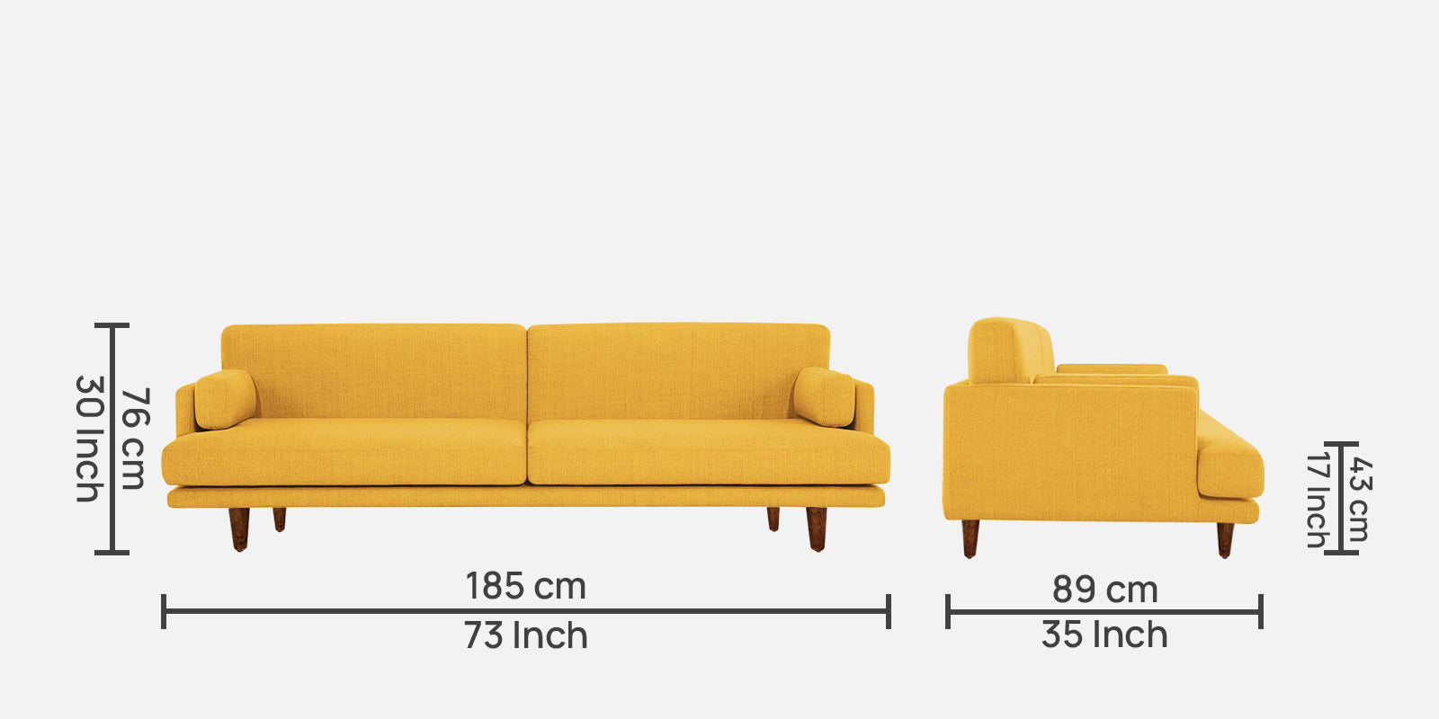Ricky Fabric 3 Seater Sofa In Bold Yellow Colour - Febonic Living