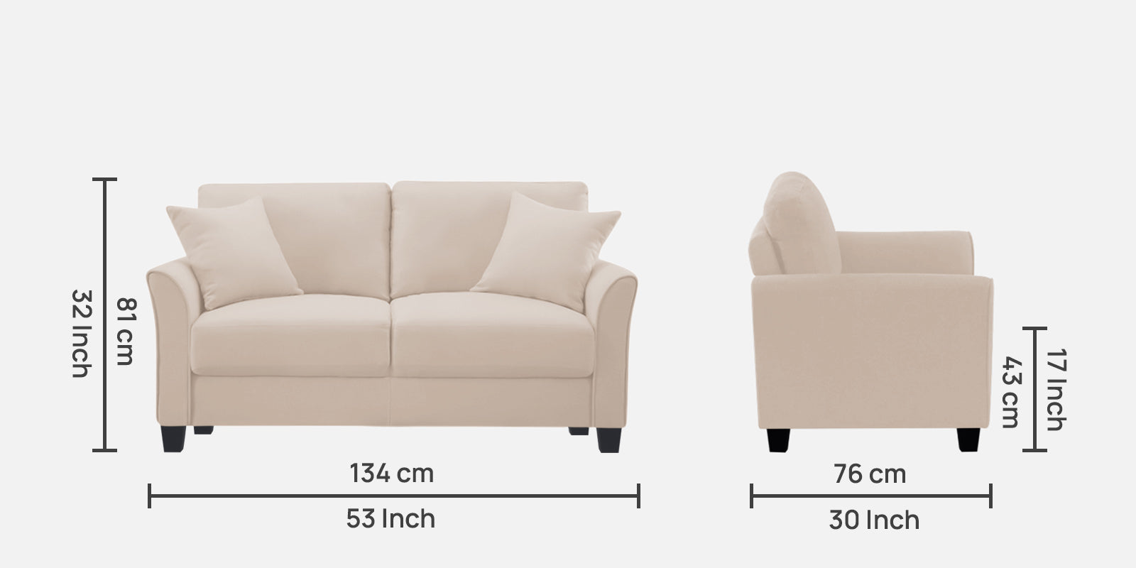 Daroo Velvet 2 Seater Sofa In Camel Beige Colour - Febonic Living