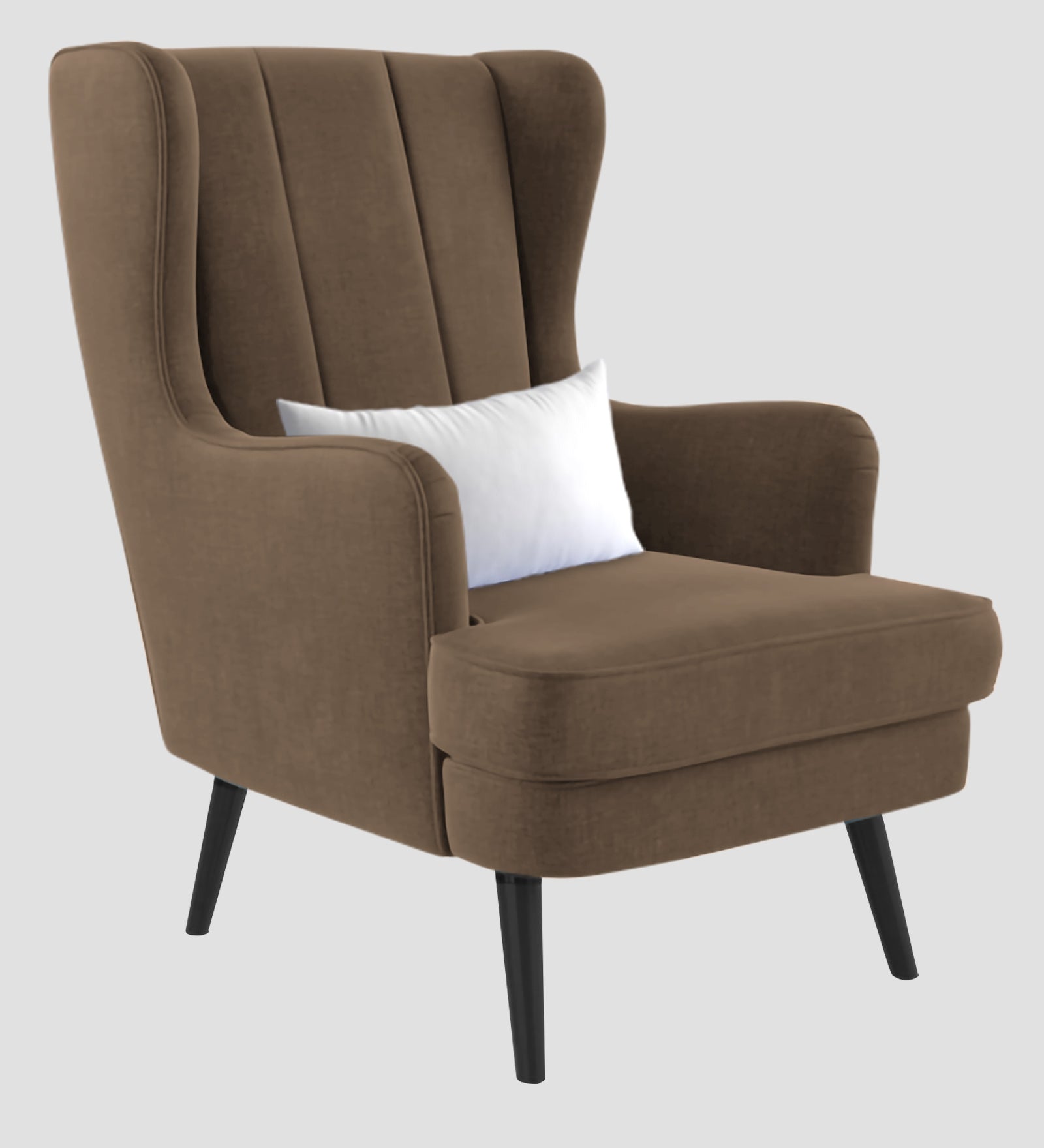 Niya Velvet Wing Chair In Mocha Mouse Colour - Febonic Living