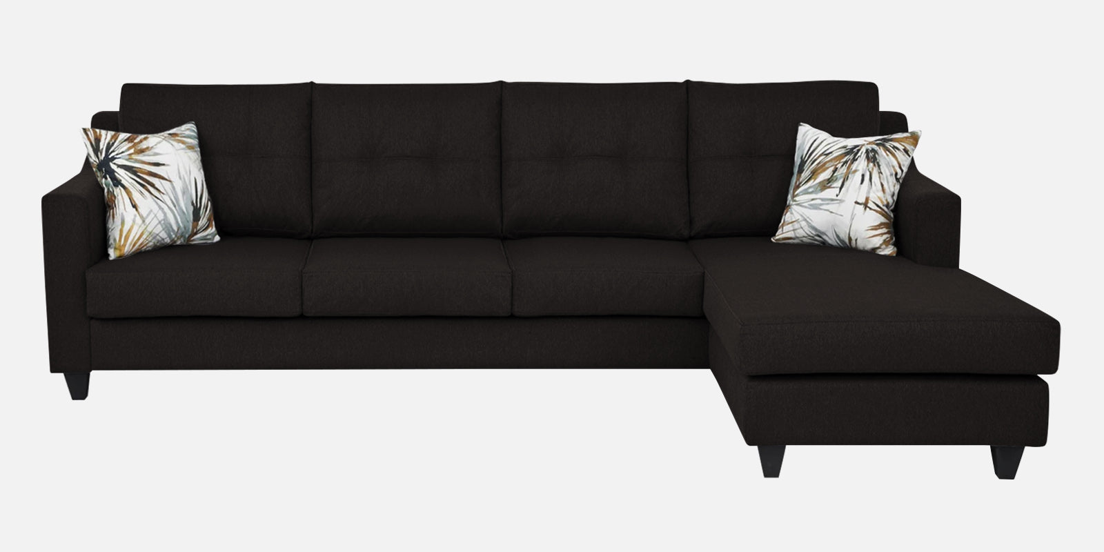 Welly Fabric LHS Sectional Sofa (3+Lounger) In Cara Brown Colour - Febonic Living