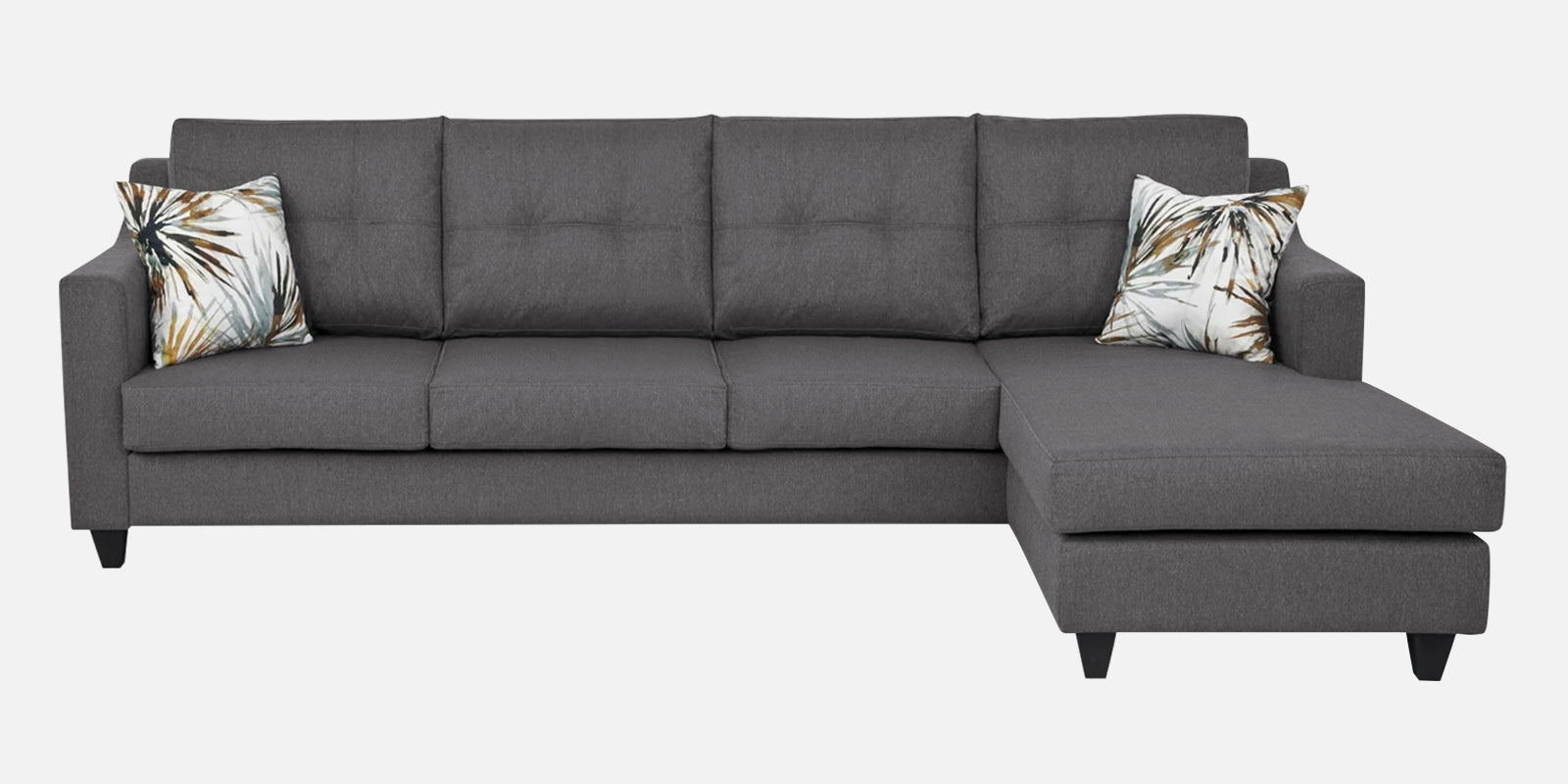 Welly Fabric LHS Sectional Sofa (3+Lounger) In Sudo Grey Colour - Febonic Living