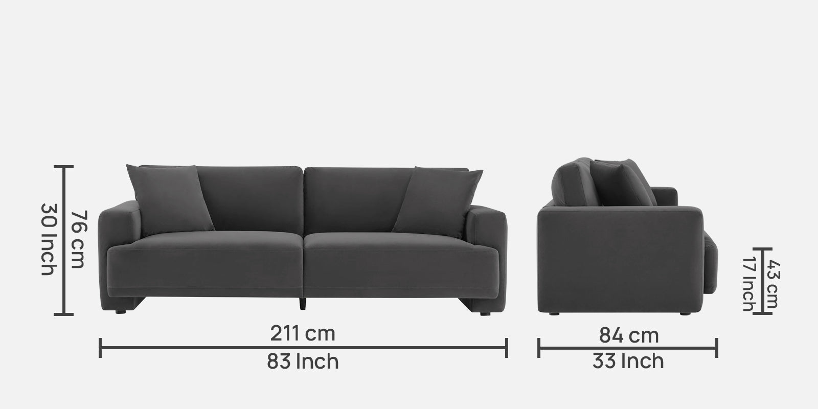 Kosta Velvet 3 Seater Sofa In Davy Grey Colour - Febonic Living