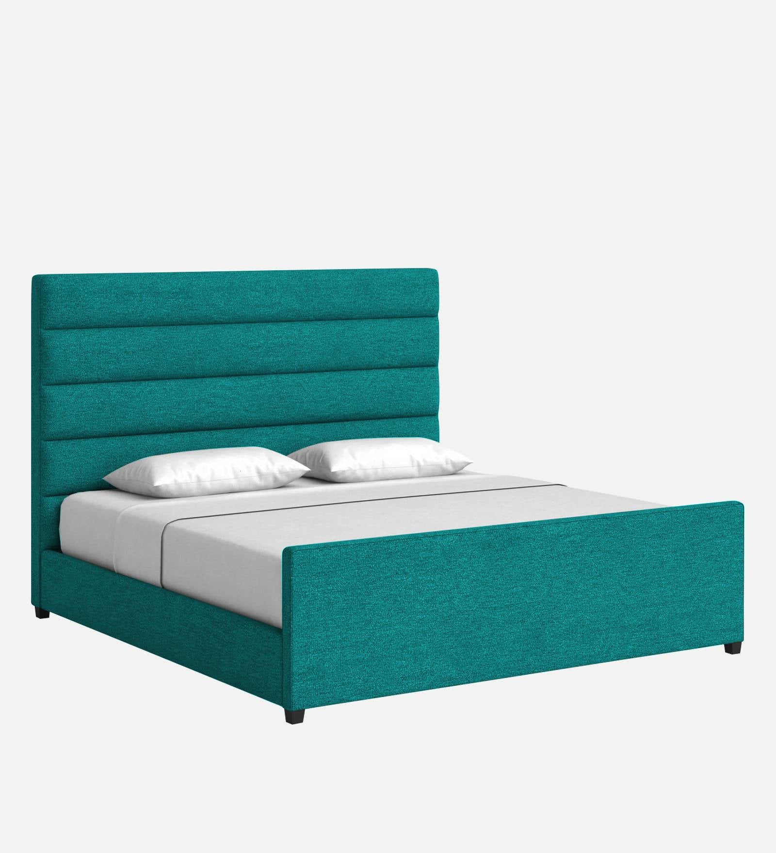 Pollen Fabric Queen Size Bed In Sea Green Colour - Febonic Living