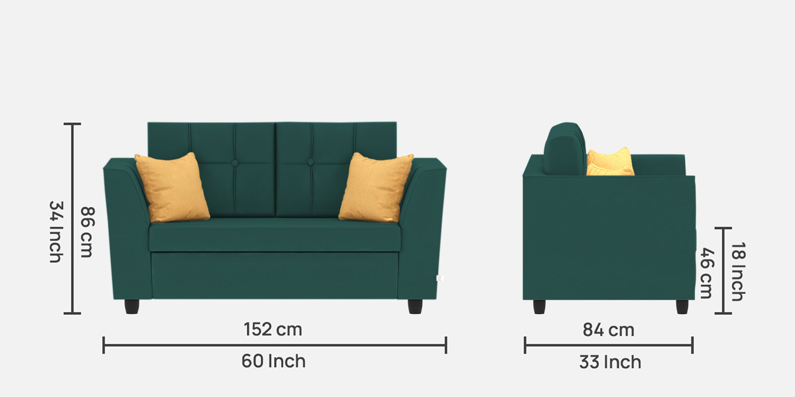 Nestin Velvet 2 Seater Sofa in Pine Green Colour