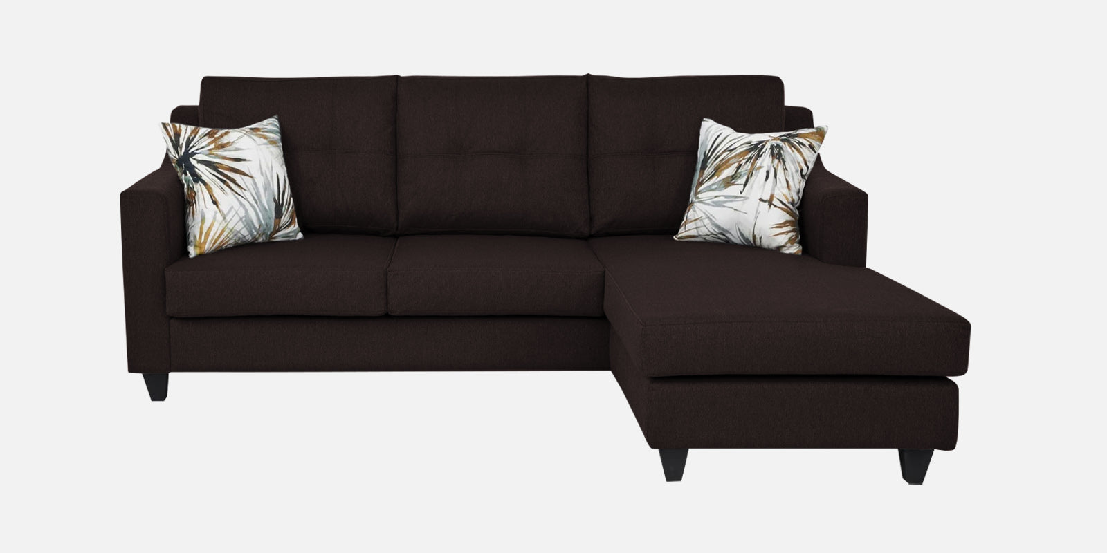 Welly Fabric LHS Sectional Sofa (2+Lounger) In Dark Brown Colour