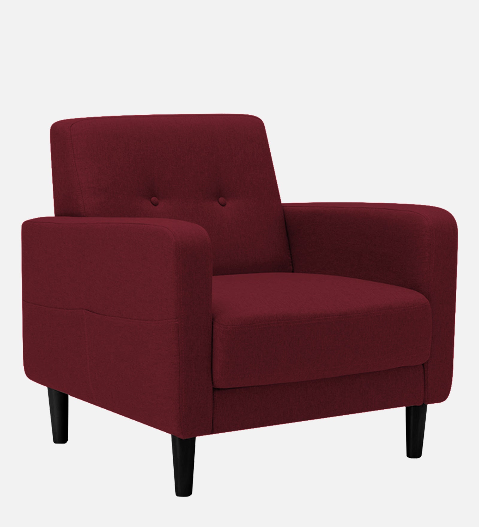 Marq Fabric 1 Seater Sofa In  Blood Maroon Colour - Febonic Living