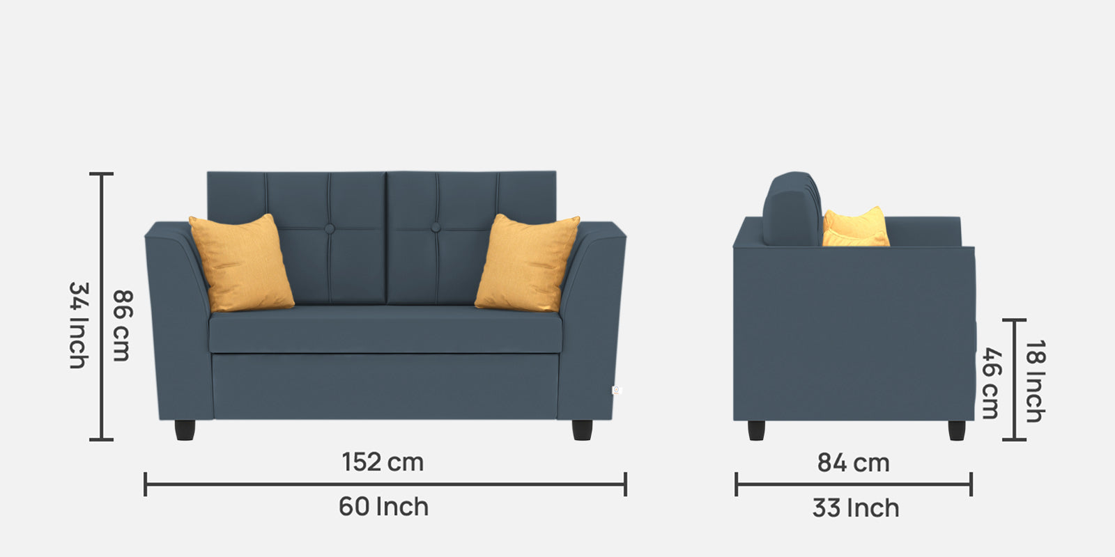 Nestin Velvet 2 Seater Sofa In Oxford Blue Colour - Febonic Living