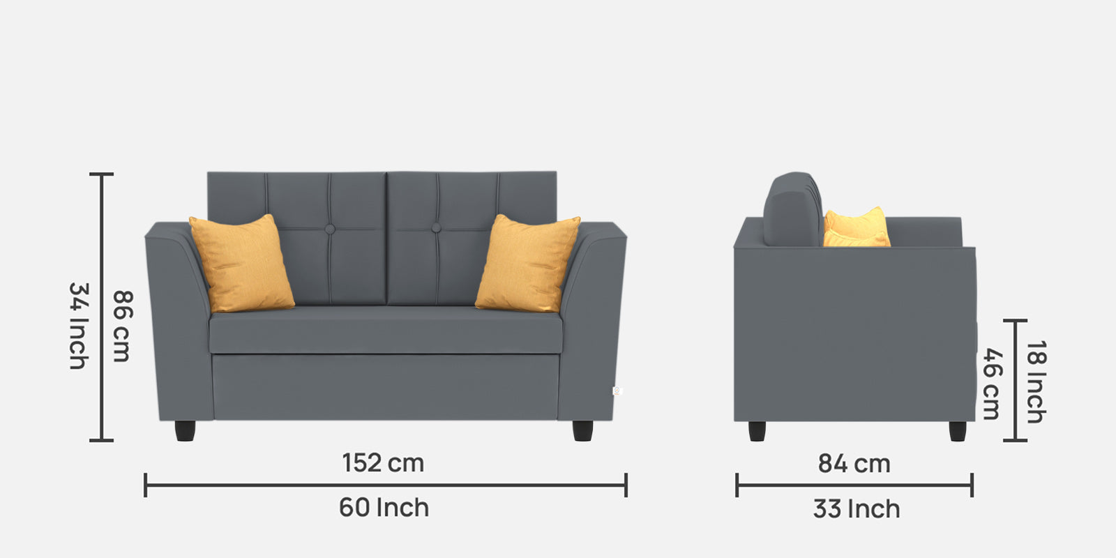 Nestin Velvet 2 Seater Sofa In Pubble Grey Colour - Febonic Living